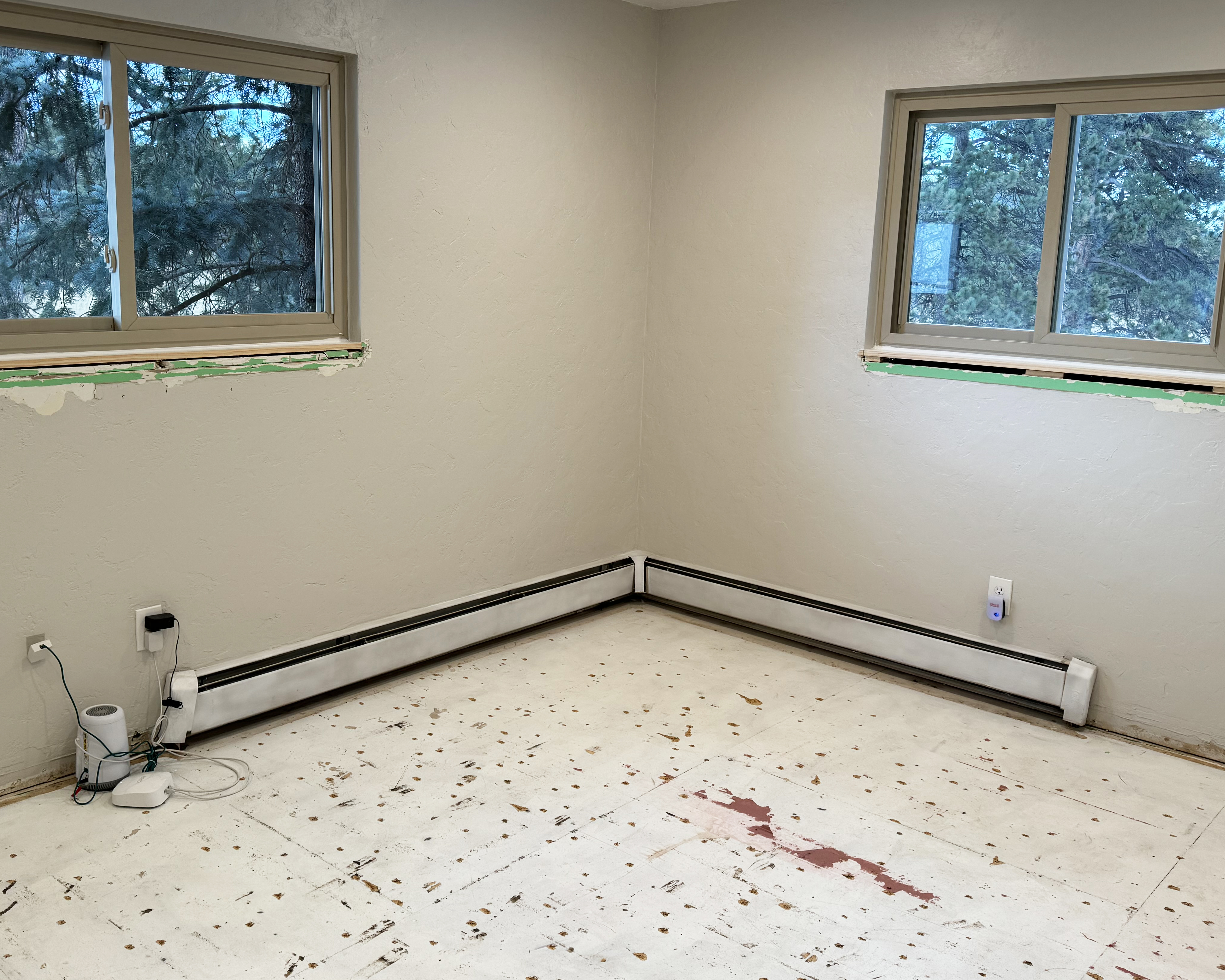 Old baseboard heating in office