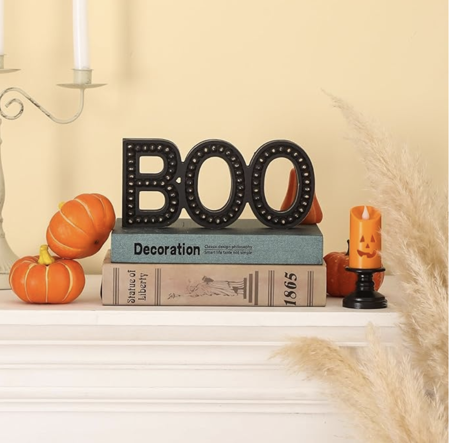 Vintage Halloween Boo Letter Sign, Black